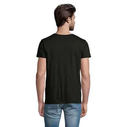 Tricou pioneer men 175g negru cu maneci scurte si guler rotund din bumbac pentru barbati