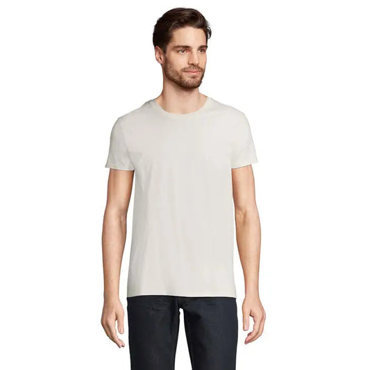 Tricou pioneer men 175g simplu off-white din bumbac moale cu guler rotund pentru barbati