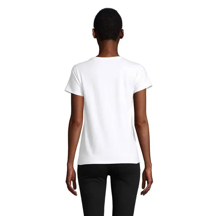 Tricou pioneer women 175g alb cu mânecă scurtă și guler rotund simplu din bumbac ușor