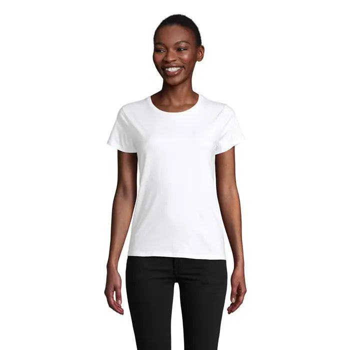 Tricou pioner women alb cu mânecă scurtă și guler rotund din bumbac 175g, ideal pentru uz zilnic