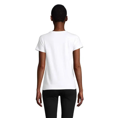 Tricou pioneer women 175g alb cu mâneci scurte și guler rotund simplu din material ușor și confortabil