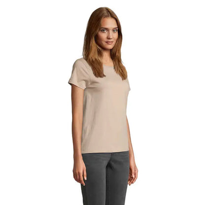 Tricou pioneer women 175g bej cu mâneci scurte și guler rotund simplu pentru femei