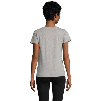 Tricou pioneer women 175g heather gri cu mâneci scurte și decolteu rotund simplu din material ușor