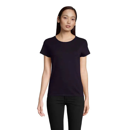 Tricou pioneer women negru cu maneci scurte si gat rotund din bumbac 175g ideal pentru femei