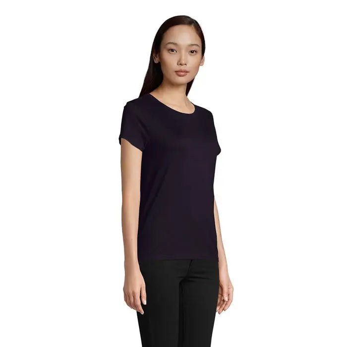 Tricou pioneer women negru cu mâneci scurte și decolteu rotund din bumbac 175g