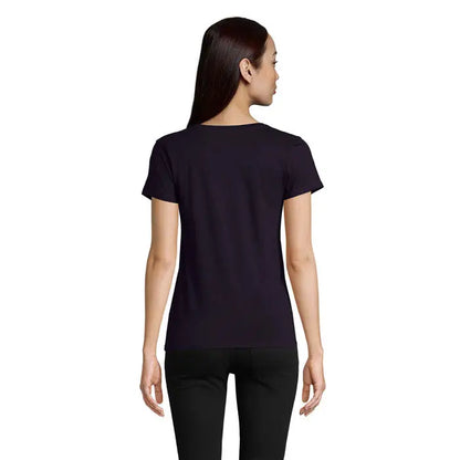 Tricou pionier women negru cu maneci scurte si decolteu rotund din bumbac 175g