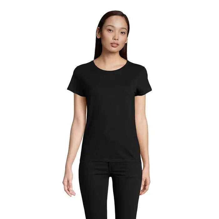 Tricou pioneer women 175g de dama negru cu maneci scurte si decolteu rotund din material usor si confortabil