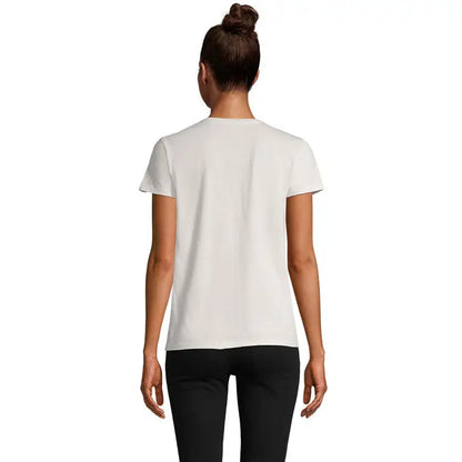 Tricou pionier women alb simplu cu mânecă scurtă și gât rotund din bumbac 175g ideal pentru femei