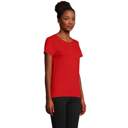 Tricou pioneer women 175g roșu vibrant cu mâneci scurte și decolteu rotund simplu pentru femei