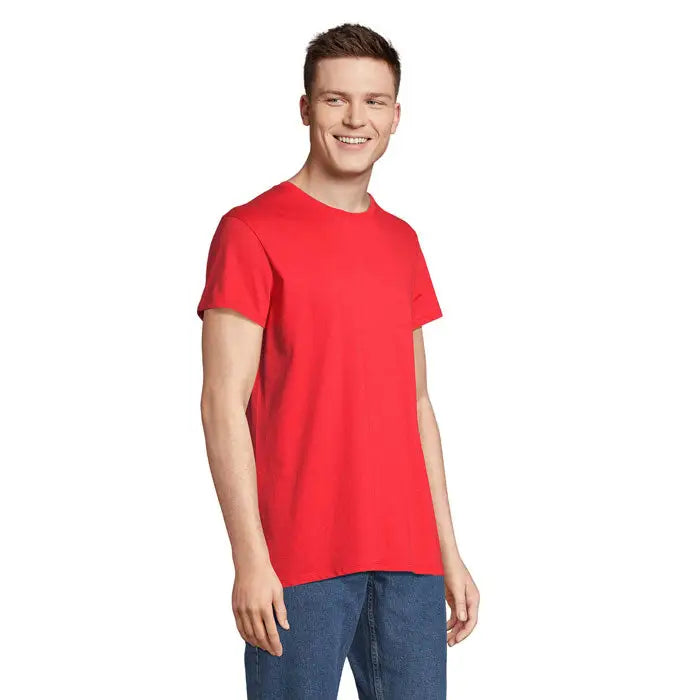 Tricou re crusader 150g roșu vibrant cu mânecă scurtă și guler rotund din bumbac moale