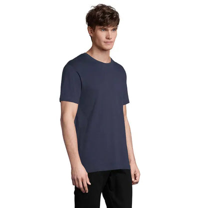 Tricou uni odyssey 170g bleumarin din bumbac cu guler rotund simplu si confortabil
