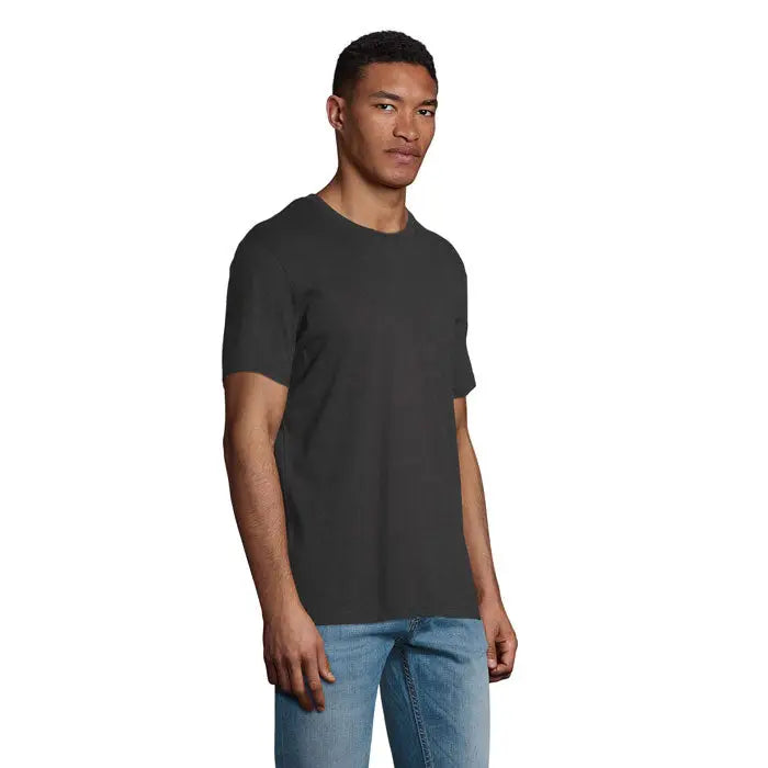 Tricou uni odyssey 170g gri închis cu design simplu minimalist și croială crewneck din material de 170g