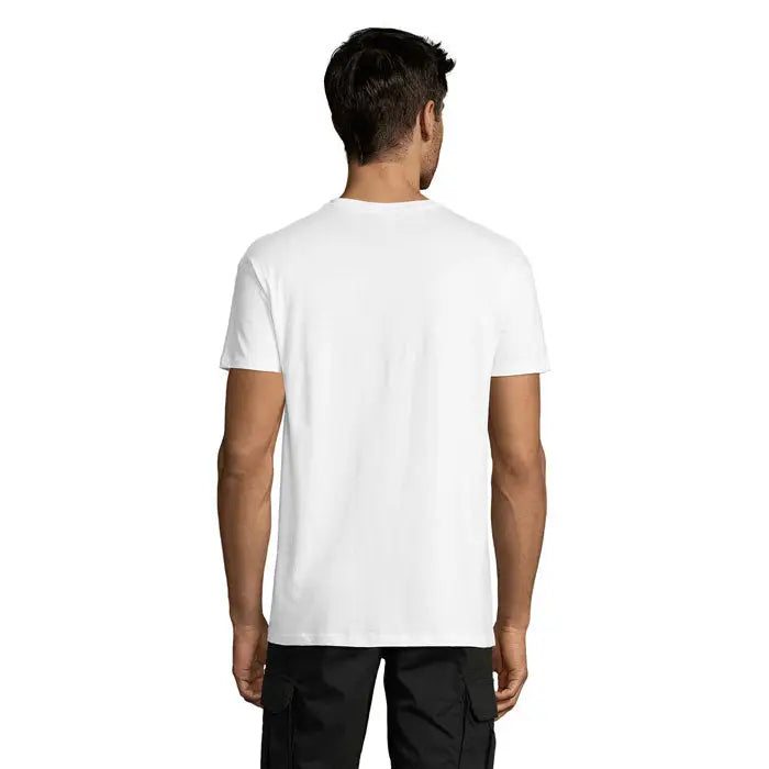 Tricou uni regent 150g alb din bumbac cu guler rotund, model simplu pentru uz casual
