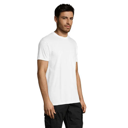Tricou uni regent 150g alb cu guler rotund realizat din bumbac moale pentru purtare confortabila