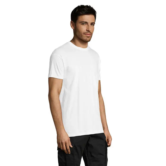 Tricou uni regent alb cu guler rotund din bumbac moale ideal pentru uz zilnic