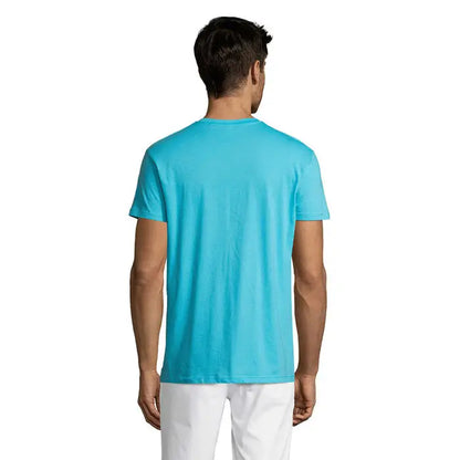Tricou uni regent 150g bărbați bleu din bumbac cu guler rotund clasic și mâneci scurte