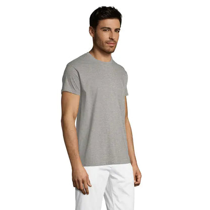 Tricou uni regent 150g bărbați gri melanj cu mânecă scurtă și guler rotund din material ușor și comod