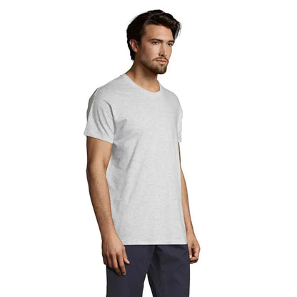 Tricou uni regent 150g bărbați heather gri material de bumbac cu mânecă scurtă și guler rotund
