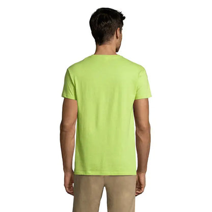 Tricou uni regent 150g pentru bărbați neon verde cu mâneci scurte și guler rotund clasic din bumbac