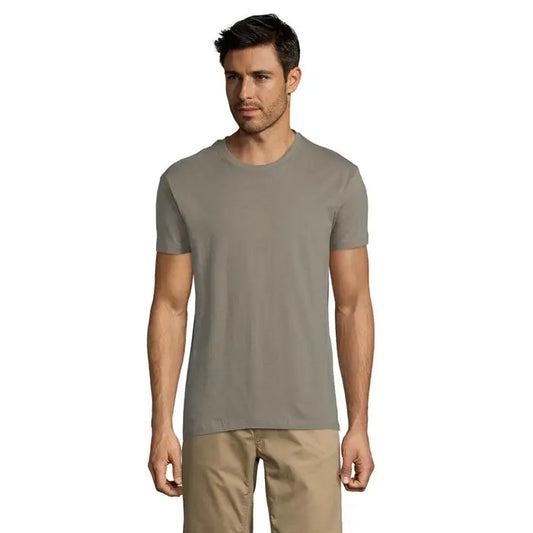 Tricou uni regent 150g pentru barbati verde olive cu maneci scurte si decolteu rotund din bumbac fin