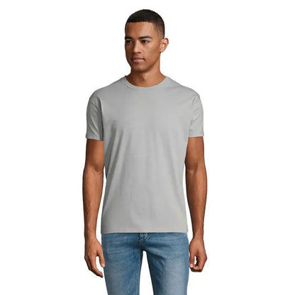 Tricou uni regent 150g bărbați gri deschis cu guler rotund mâneci scurte din bumbac moale