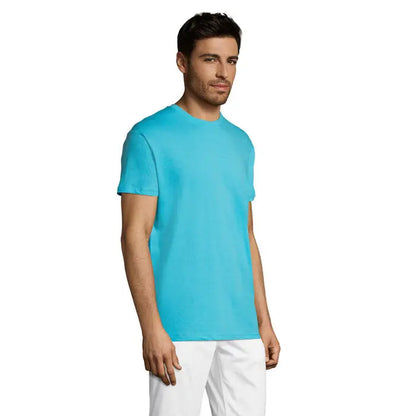 Tricou uni regent 150g pentru bărbați, de culoare turcoaz, cu guler rotund și mânecă scurtă, din bumbac fin