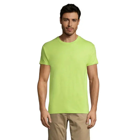 Tricou uni regent 150g pentru barbati cu maneci scurte, guler rotund, verde neon, material confortabil si usor
