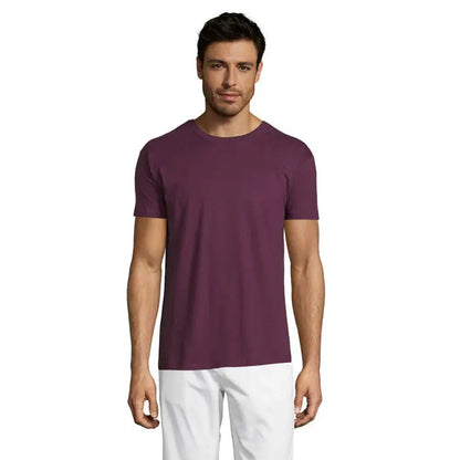 Tricou uni regent 150g pentru barbati maneca scurta culoare mov solid cu decolteu rotund