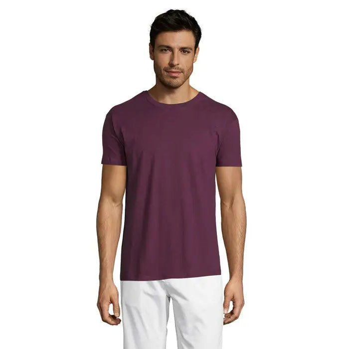 Tricou uni regent 150g pentru barbati cu maneca scurta, culoare violet solid, guler rotund, material usor