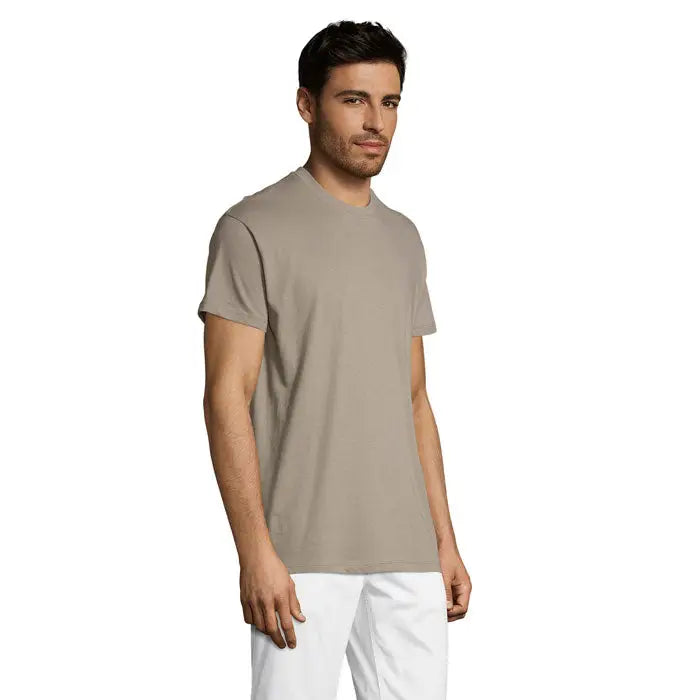 Tricou uni regent 150g bej din bumbac cu decolteu rotund pentru uz casual