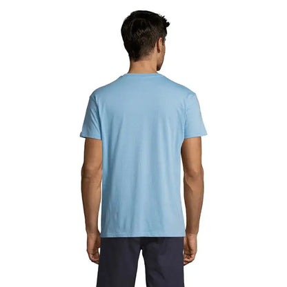 Tricou uni regent 150g albastru deschis din bumbac cu decolteu rotund simplu si maneci scurte