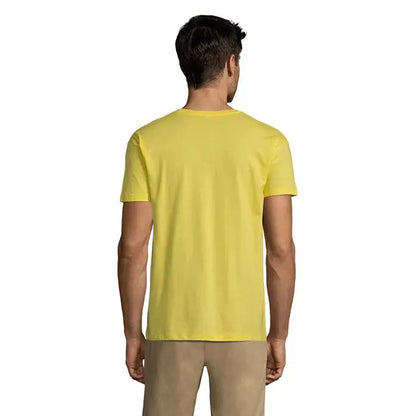 Tricou uni regent 150g galben deschis din bumbac cu mâneci scurte și guler rotund clasic