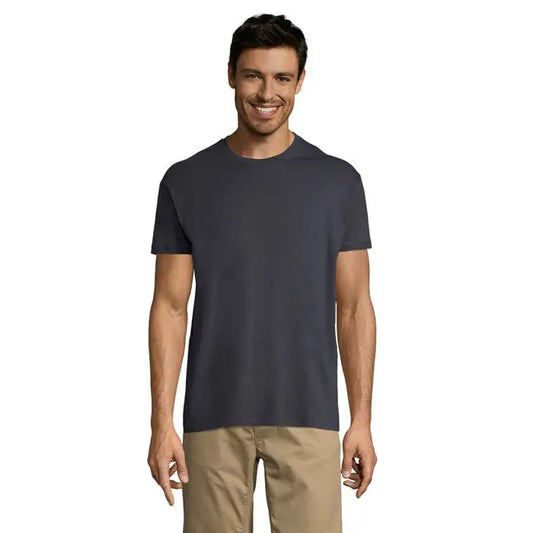 Tricou uni regent 150g gri închis din bumbac cu guler rotund pentru uz casual