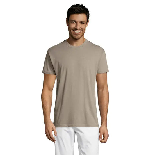 Tricou uni regent 150g bej din bumbac cu guler rotund pentru uz casual