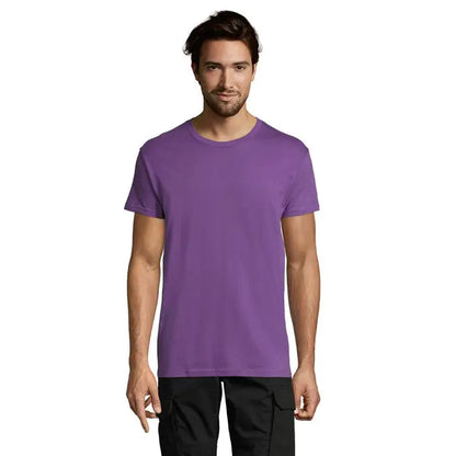 Tricou uni regent 150g din bumbac mov cu decolteu rotund simplu si confortabil