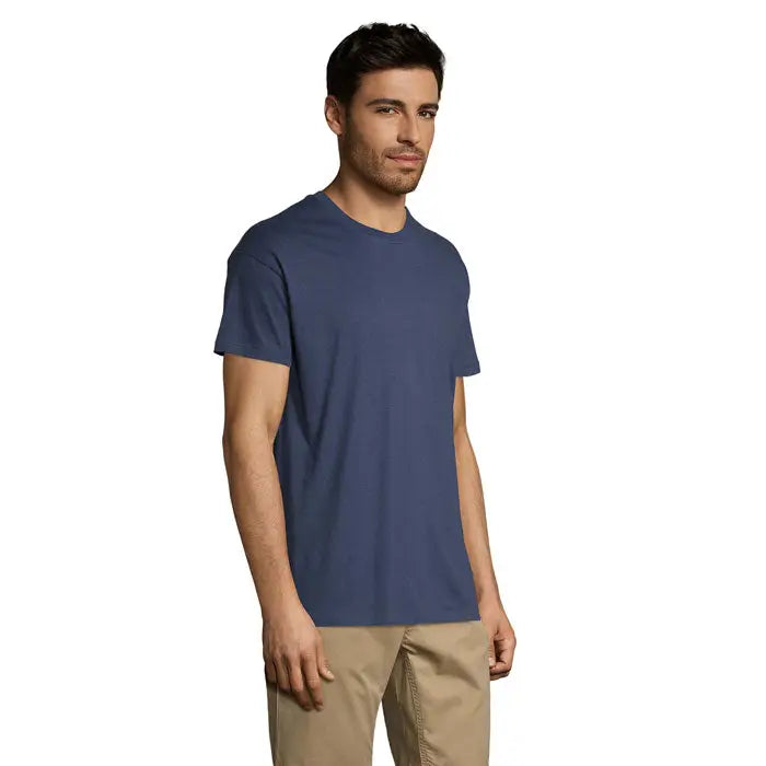 Tricou uni regent 150g navy albastru din bumbac simplu cu guler rotund clasic si maneci scurte