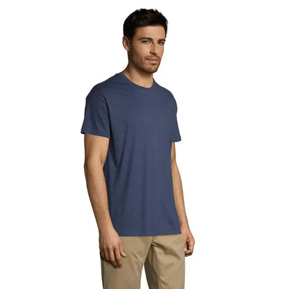 Tricou uni regent 150g navy albastru din bumbac simplu cu guler rotund clasic si maneci scurte