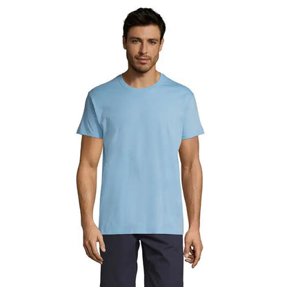 Tricou uni regent 150g albastru deschis din bumbac cu decolteu rotund clasic si maneci scurte