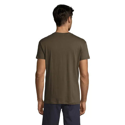 Tricou olive verde din bumbac regal 150g cu gat rotund clasic si maneci scurte