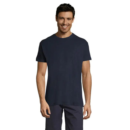 Tricou uni regent 150g navy albastru închis din bumbac cu guler rotund pentru uz casual