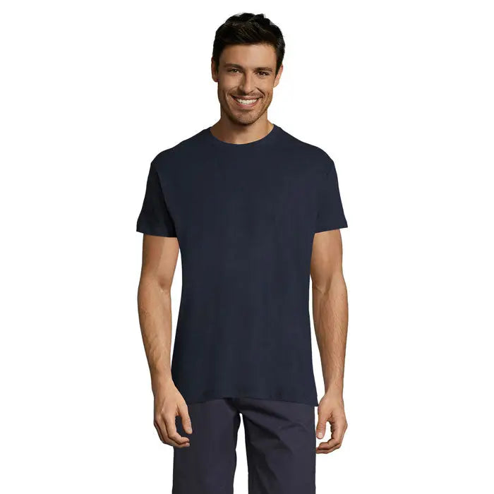 Tricou uni regent 150g bleumarin cu guler rotund pentru uz casual din material de bumbac fin