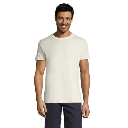 Tricou uni regent 150g crem din bumbac moale cu croiala simpla si maneci scurte pentru uz zilnic