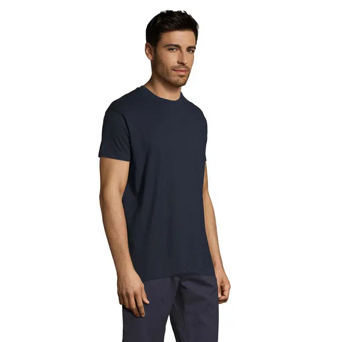 Tricou uni regent 150g albastru închis din bumbac moale cu gât rotund pentru utilizare casual