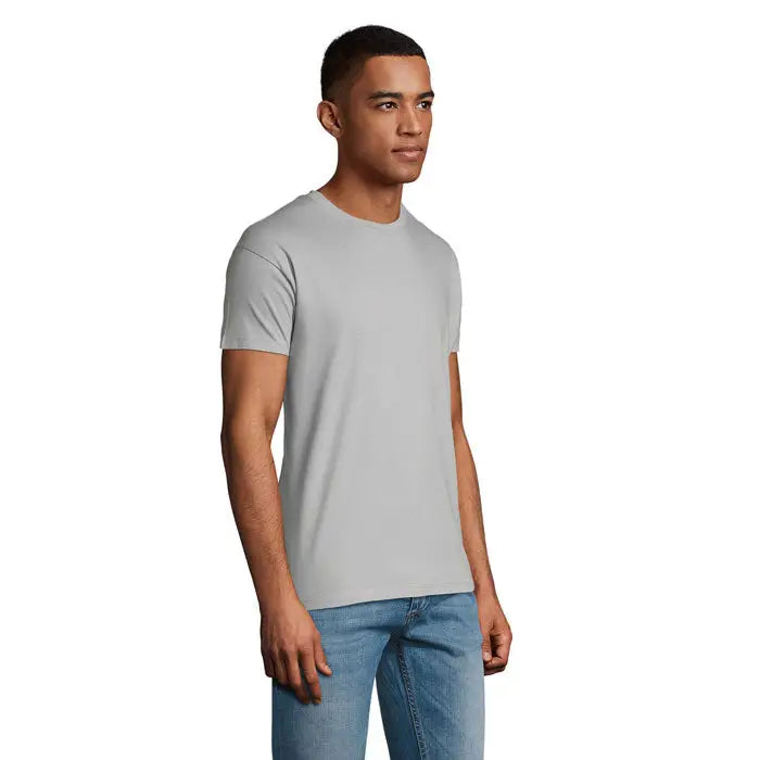 Tricou uni regent 150g gri deschis cu guler rotund si finisaj neted al tesaturii