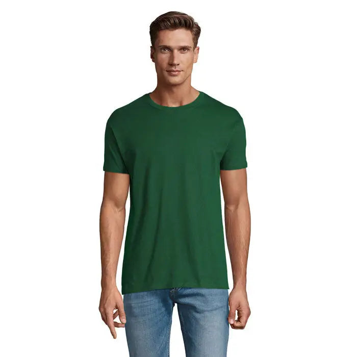 Tricou uni regent 150g verde închis din bumbac moale cu mâneci scurte și guler rotund