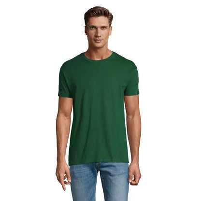 Tricou uni regent 150g verde închis din bumbac moale cu mâneci scurte și guler rotund