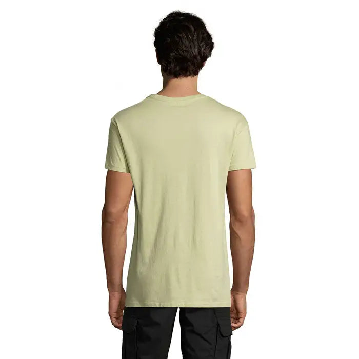 Tricou uni regent 150g pal verde deschis cu mâneci scurte și guler rotund din bumbac moale