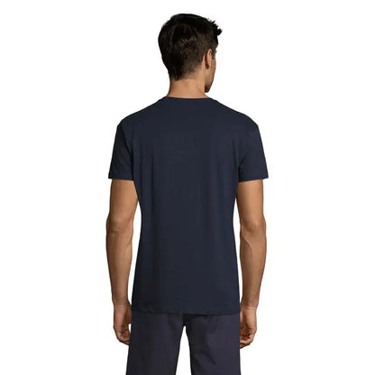 Tricou uni regent 150g albastru închis cu mânecă scurtă și guler rotund din bumbac ușor