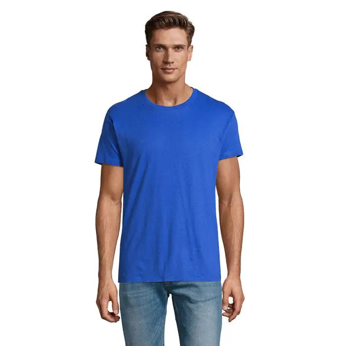 Tricou uni regent 150g albastru deschis cu mâneci scurte și guler rotund din bumbac moale