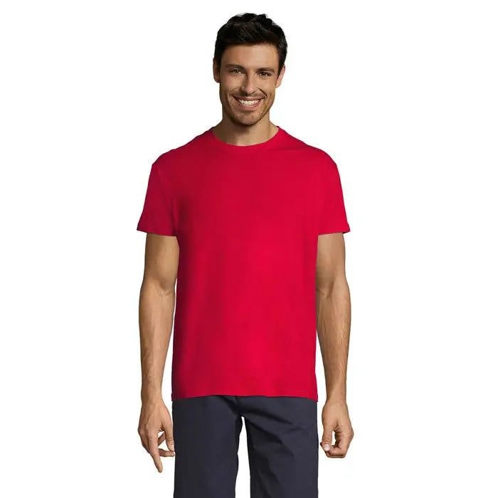 Tricou uni regent 150g roșu vibrant cu mâneci scurte și guler rotund din bumbac moale